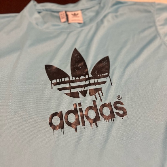 adidas Other - Adidas Baby Blue Trefoil Drip Logo T-Shirt Y2K Sreetwear Casual Tee Men’s 2XL